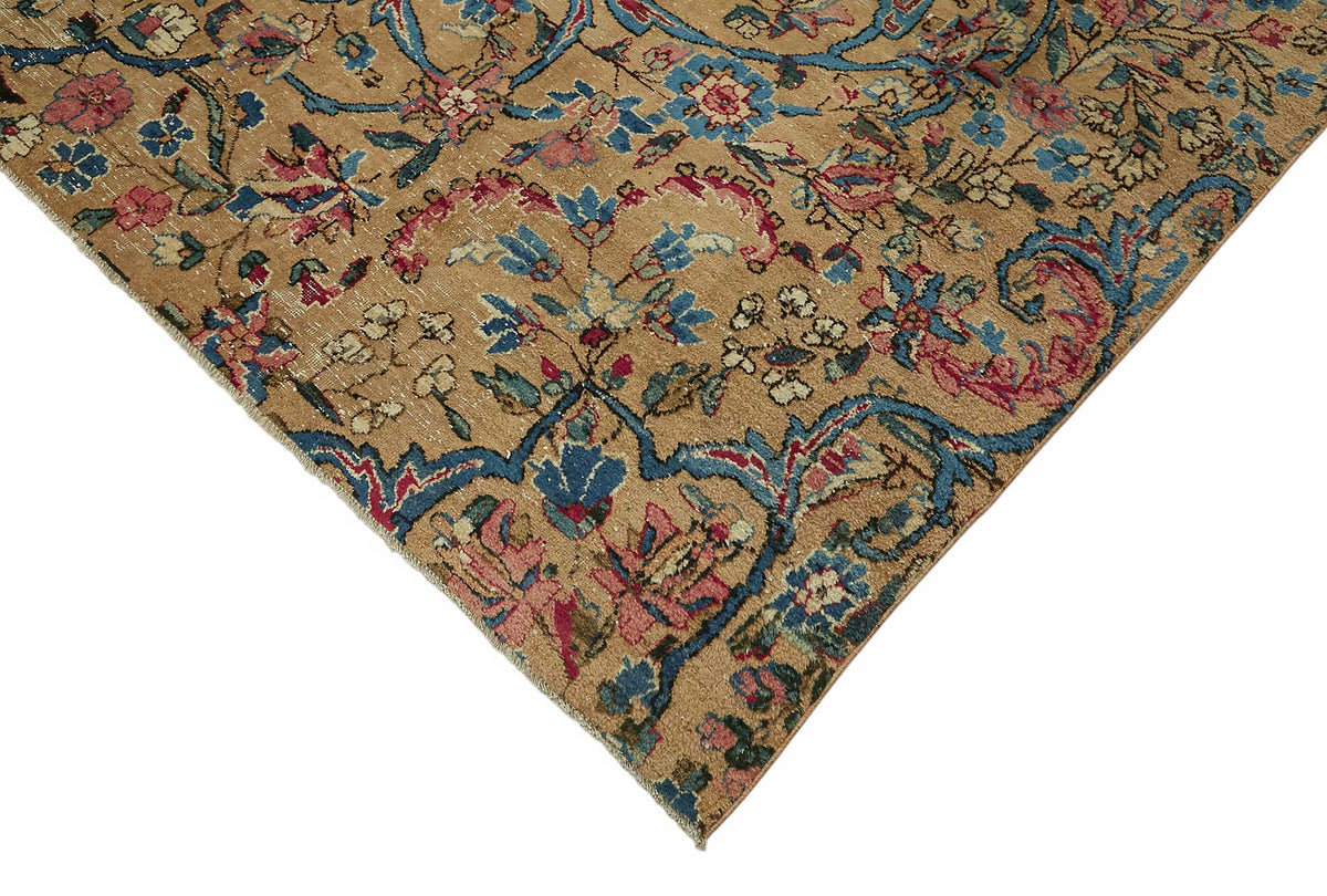 Rusvo Bej Çiçekli Klasik El Dokuma Halı 291x357 cm – detay görünümü