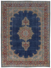 Rusvo Lacivert Kırmızı Madalyon Desenli Yün El Dokuma Halı 244x328 cm