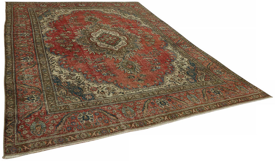 Rusvo Kırmızı Vintage Madalyon Desenli Yün El Dokuma Halı 262x372 cm – genel görünüm