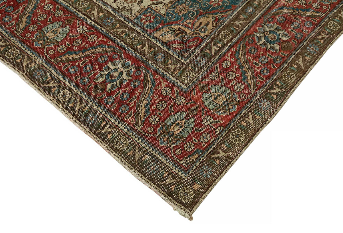 Rusvo Kırmızı Vintage Madalyon Desenli Yün El Dokuma Halı 262x372 cm – detay görünümü
