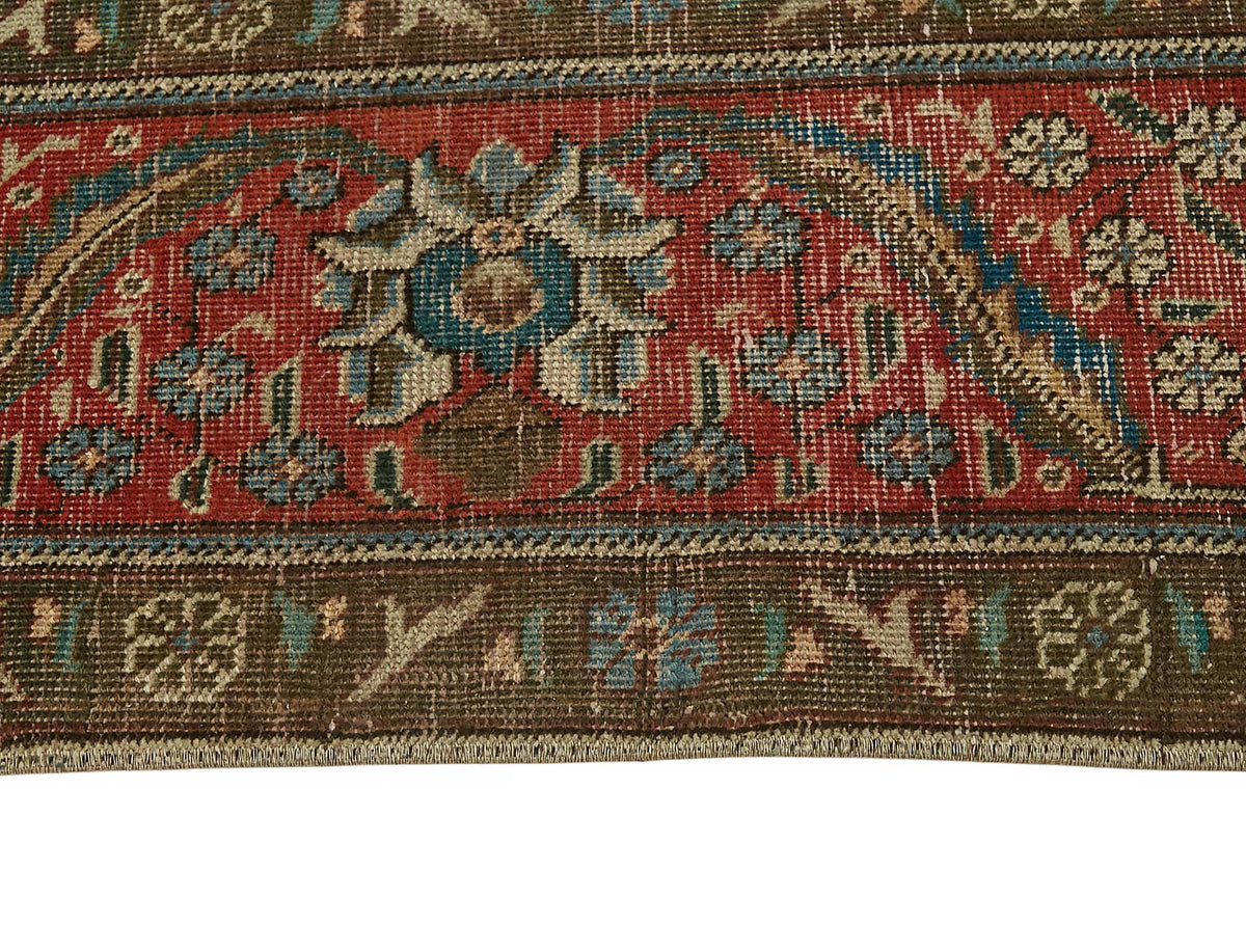 Rusvo Kırmızı Vintage Madalyon Desenli Yün El Dokuma Halı 262x372 cm – farklı açı