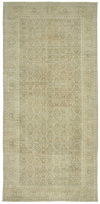 Rusvo Bej Ekru Geometrik Klasik El Dokuma Halı 240x516 cm