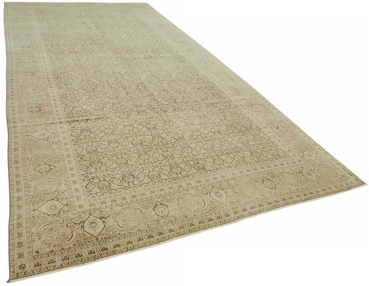 Rusvo Bej Ekru Geometrik Klasik El Dokuma Halı 240x516 cm – genel görünüm