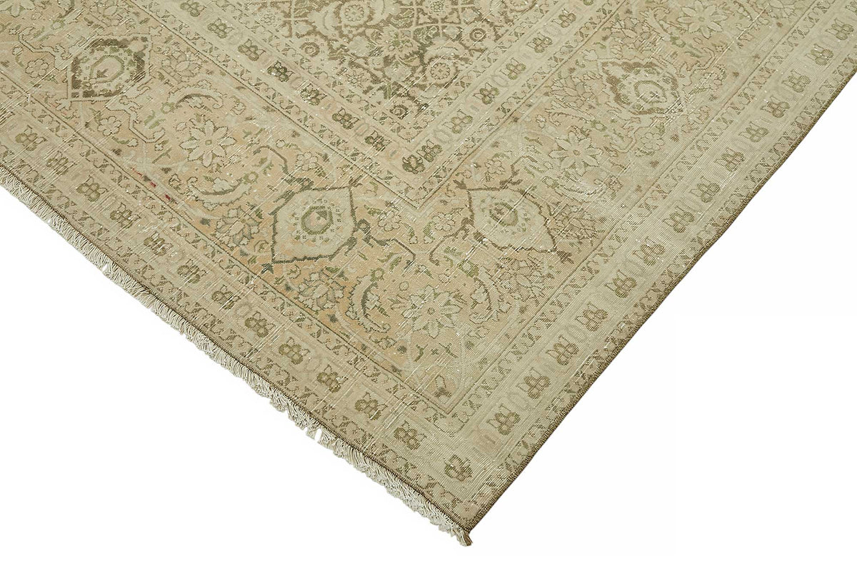 Rusvo Bej Ekru Geometrik Klasik El Dokuma Halı 240x516 cm – detay görünümü
