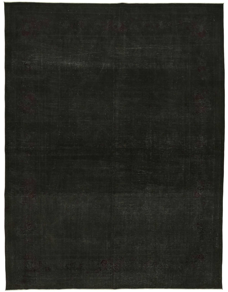 Zelko Siyah Bordo Desensiz Eskitme Yün El Dokuma Halı 256x336 cm