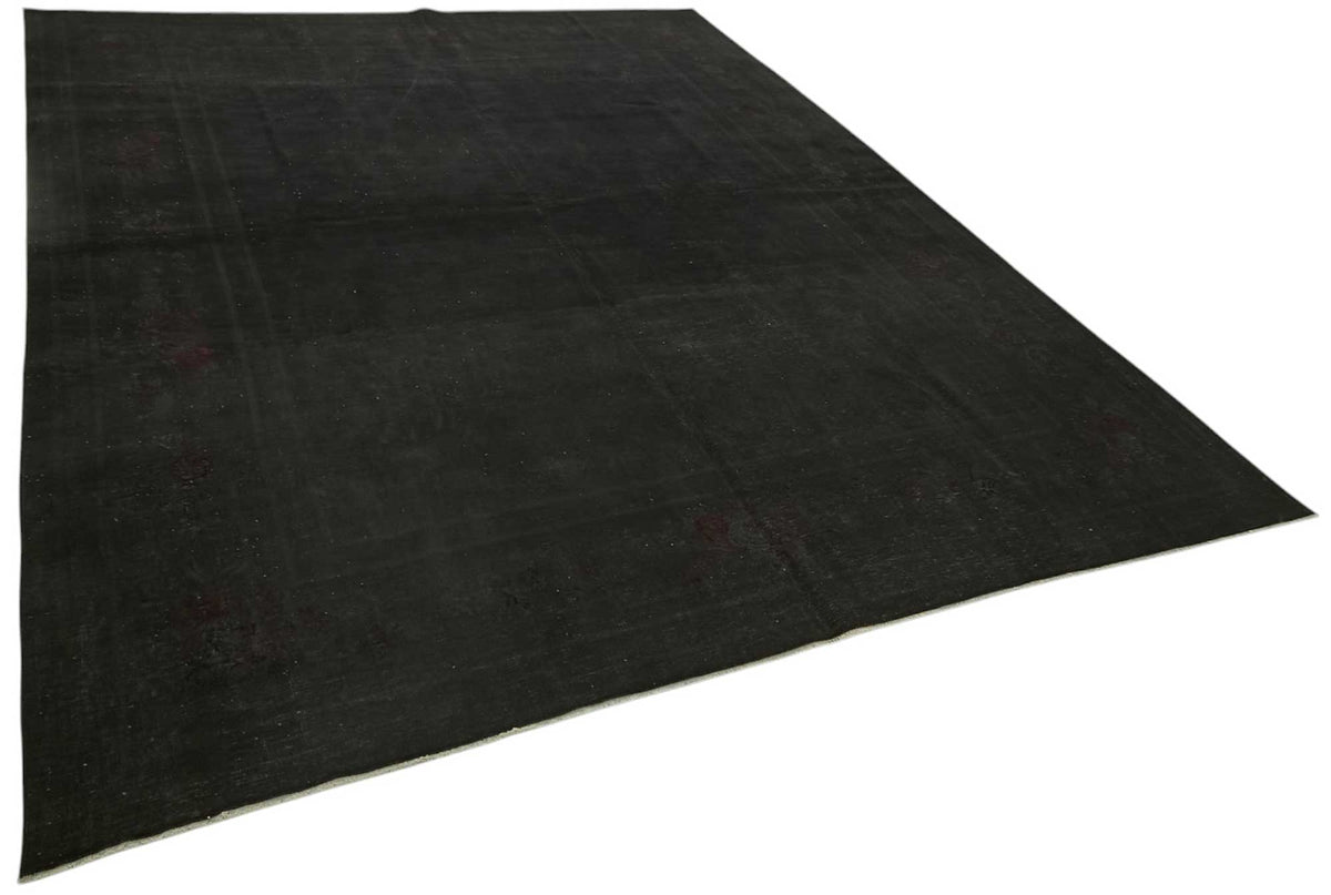 Zelko Siyah Bordo Desensiz Eskitme Yün El Dokuma Halı 256x336 cm – genel görünüm
