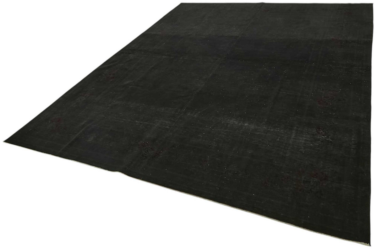 Zelko Siyah Bordo Desensiz Eskitme Yün El Dokuma Halı 256x336 cm – doku yakın çekim