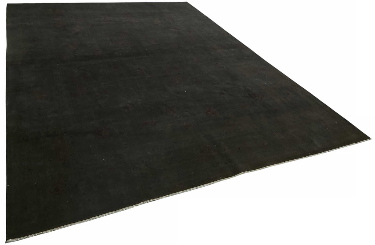 Zelko Siyah Gri Düz Modern Yün Pamuk El Dokuma Halı 255x350 cm – genel görünüm