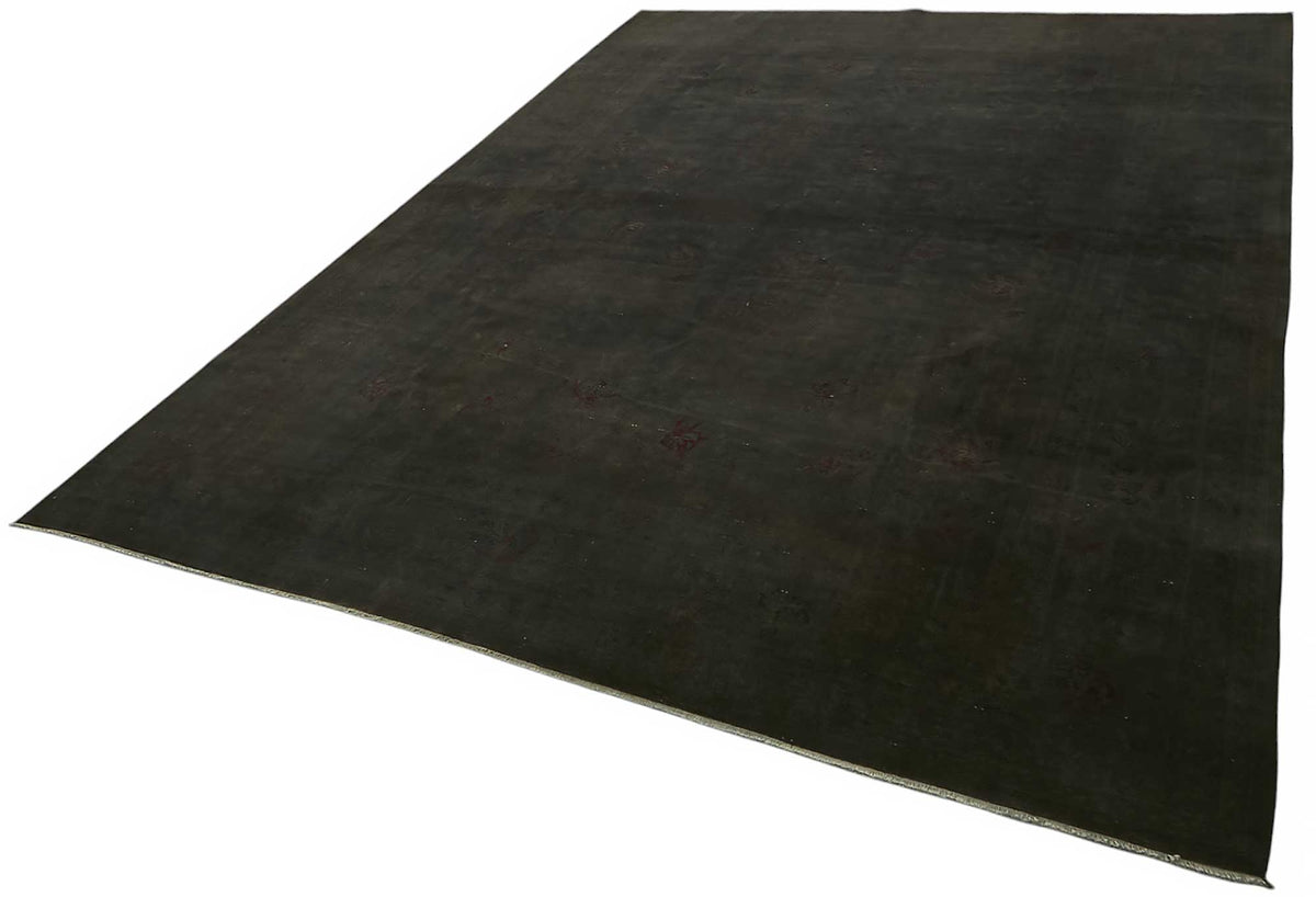 Zelko Siyah Gri Düz Modern Yün Pamuk El Dokuma Halı 255x350 cm – doku yakın çekim
