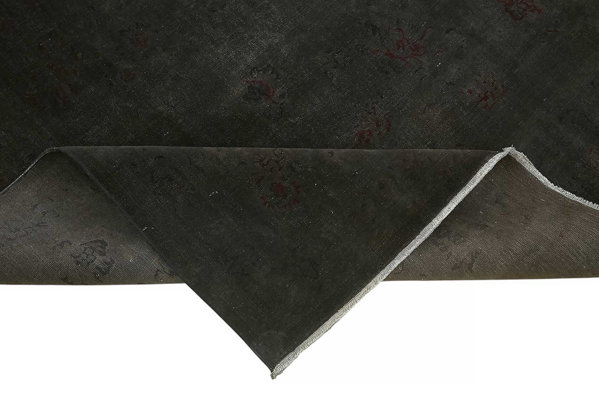 Zelko Siyah Gri Düz Modern Yün Pamuk El Dokuma Halı 255x350 cm – kenar detayı