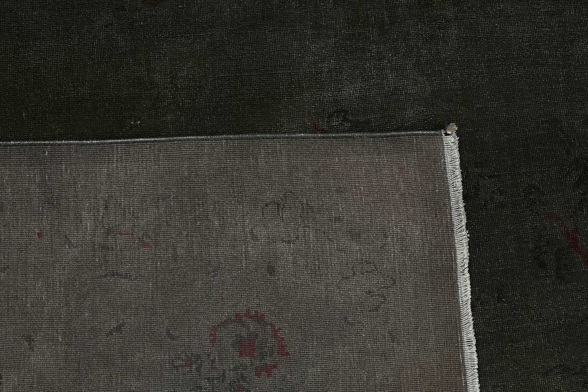 Zelko Siyah Gri Düz Modern Yün Pamuk El Dokuma Halı 255x350 cm – arka yüz görünümü