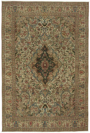 Rusvo Vintage Bej Lacivert Madalyon Desenli El Dokuma Halı 231x344 cm 47526