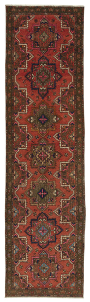 Rusvo Kırmızı Geometrik Etnik El Dokuma Halı 96x371 cm