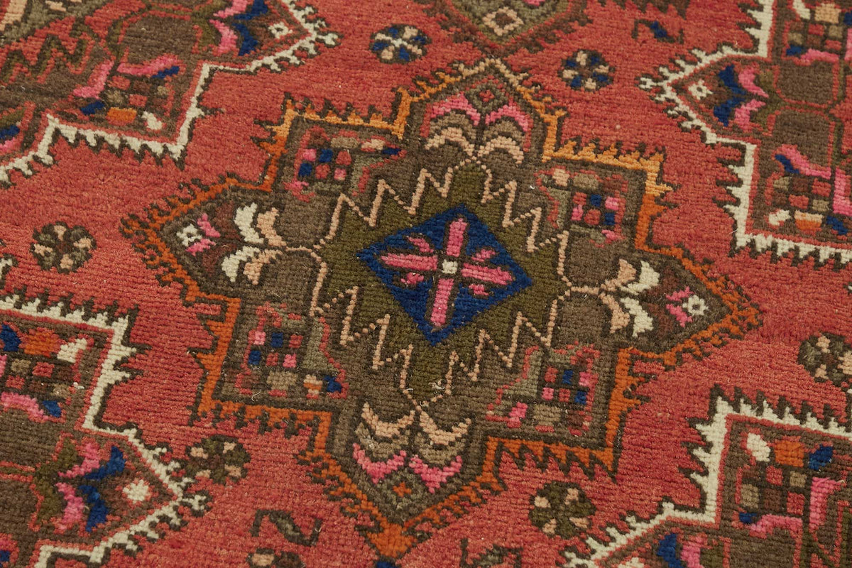 Rusvo Kırmızı Geometrik Etnik El Dokuma Halı 96x371 cm – mekânda kullanım