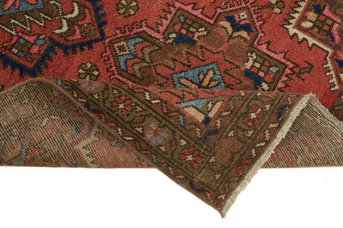Rusvo Kırmızı Geometrik Etnik El Dokuma Halı 96x371 cm – kenar detayı