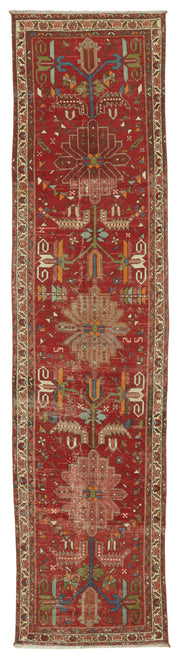 Rusvo Vintage Kırmızı Geometrik Desenli Etnik Halı 90x385 cm 47537