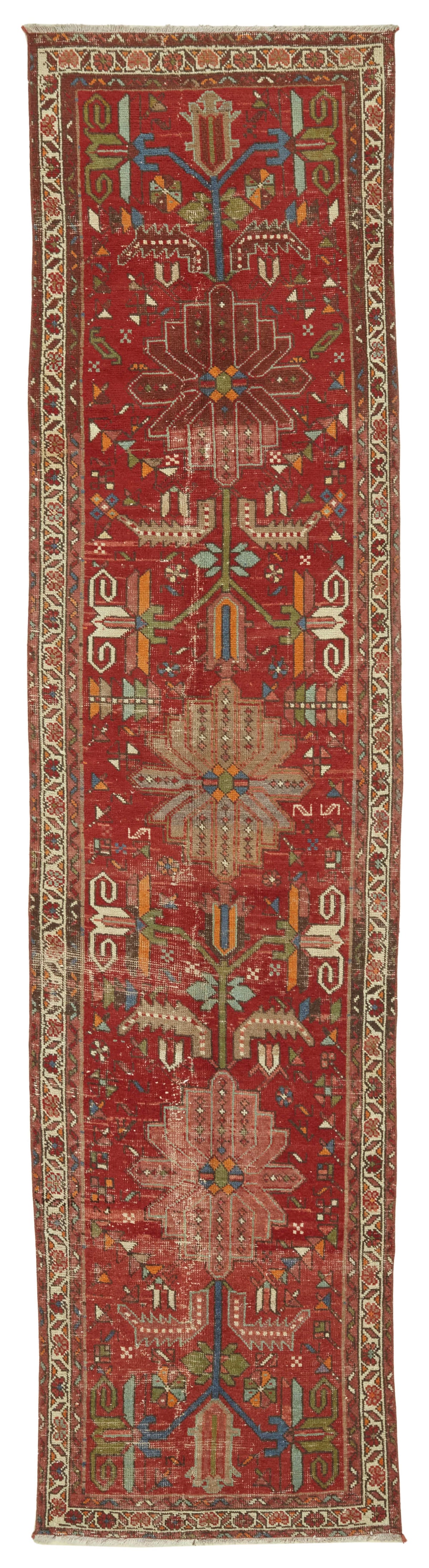 Rusvo Vintage Kırmızı Geometrik Desenli Etnik Halı 90x385 cm 47537
