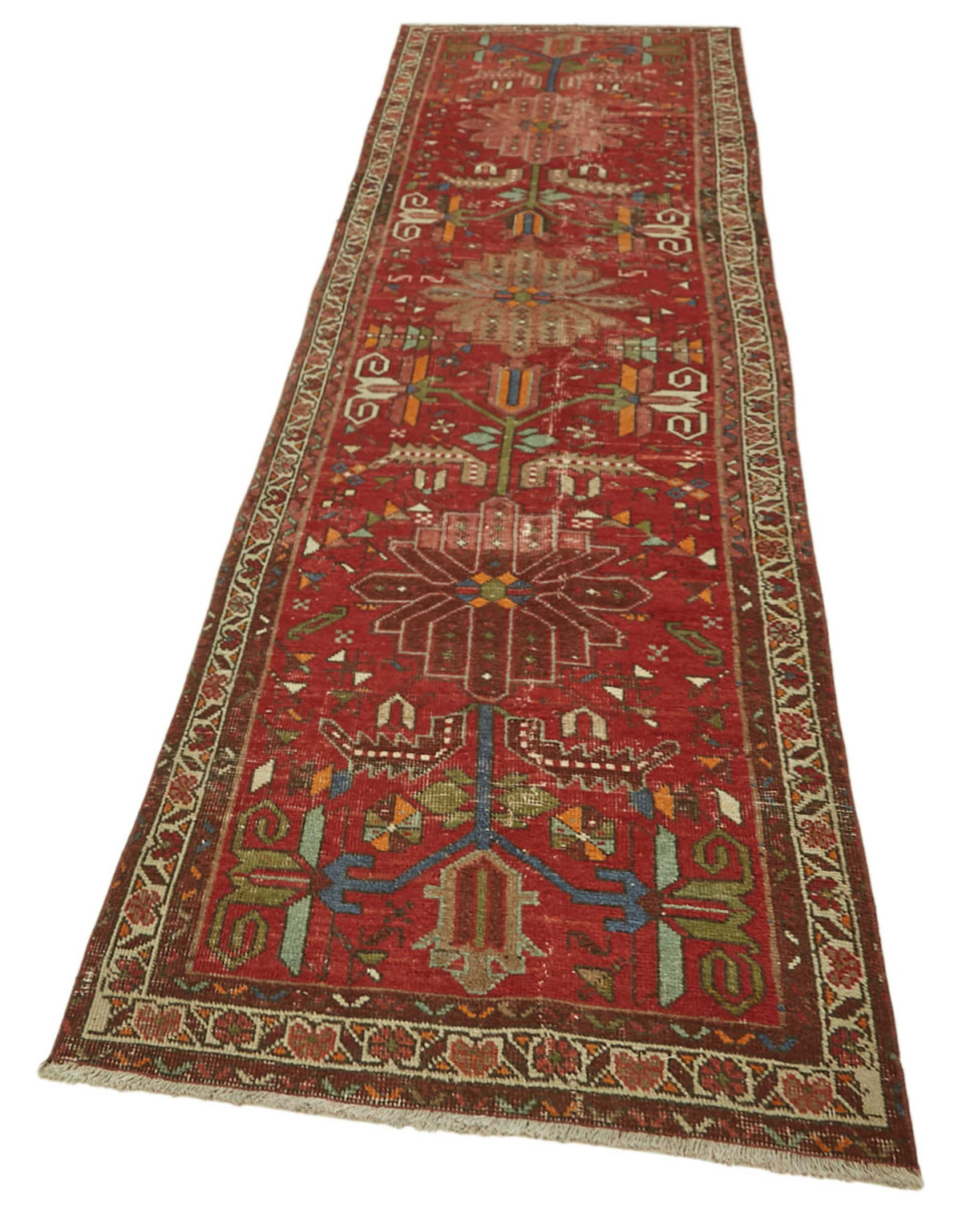 Rusvo Vintage Kırmızı Geometrik Desenli Etnik Halı 90x385 cm 47537 – doku yakın çekim
