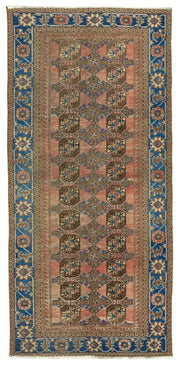 Rusvo Vintage Turuncu Geometrik Desenli El Dokuma Halı 118x252 cm