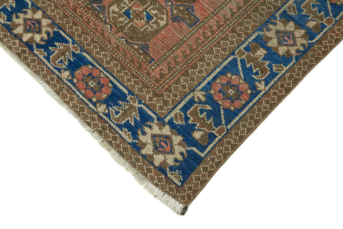 Rusvo Vintage Turuncu Geometrik Desenli El Dokuma Halı 118x252 cm – detay görünümü