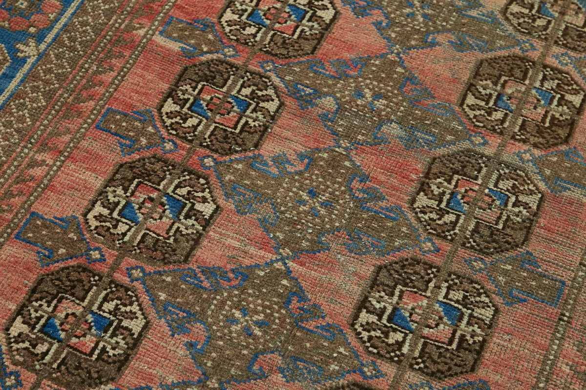 Rusvo Vintage Turuncu Geometrik Desenli El Dokuma Halı 118x252 cm – mekânda kullanım