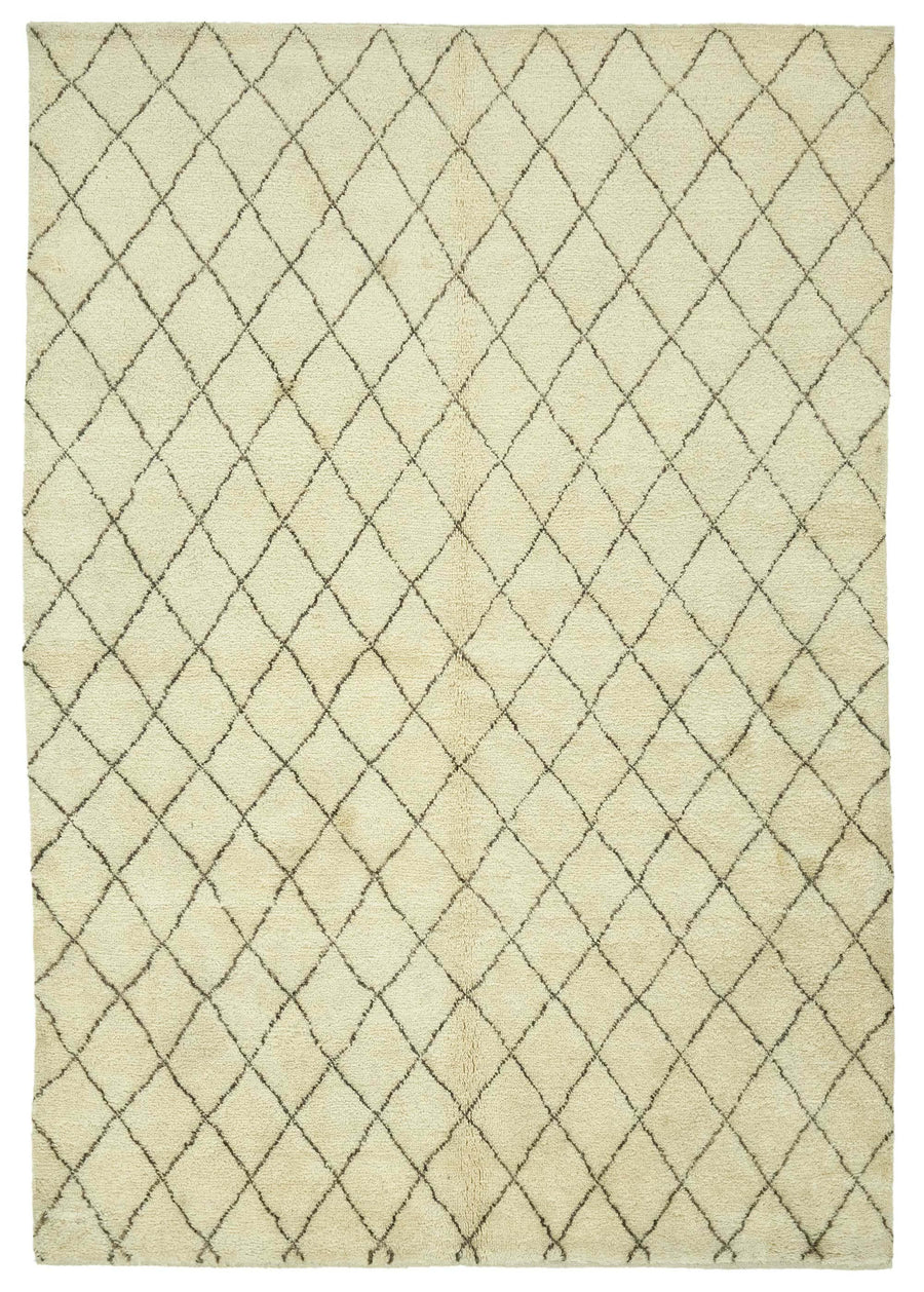 Komve Ekru Zemin Üzeri Koyu Kahverengi Etnik Desenli Halı 188x270 cm