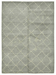 Komve Gri Kırmızı Modern Geometrik Desenli El Dokuma Halı 192x265 cm