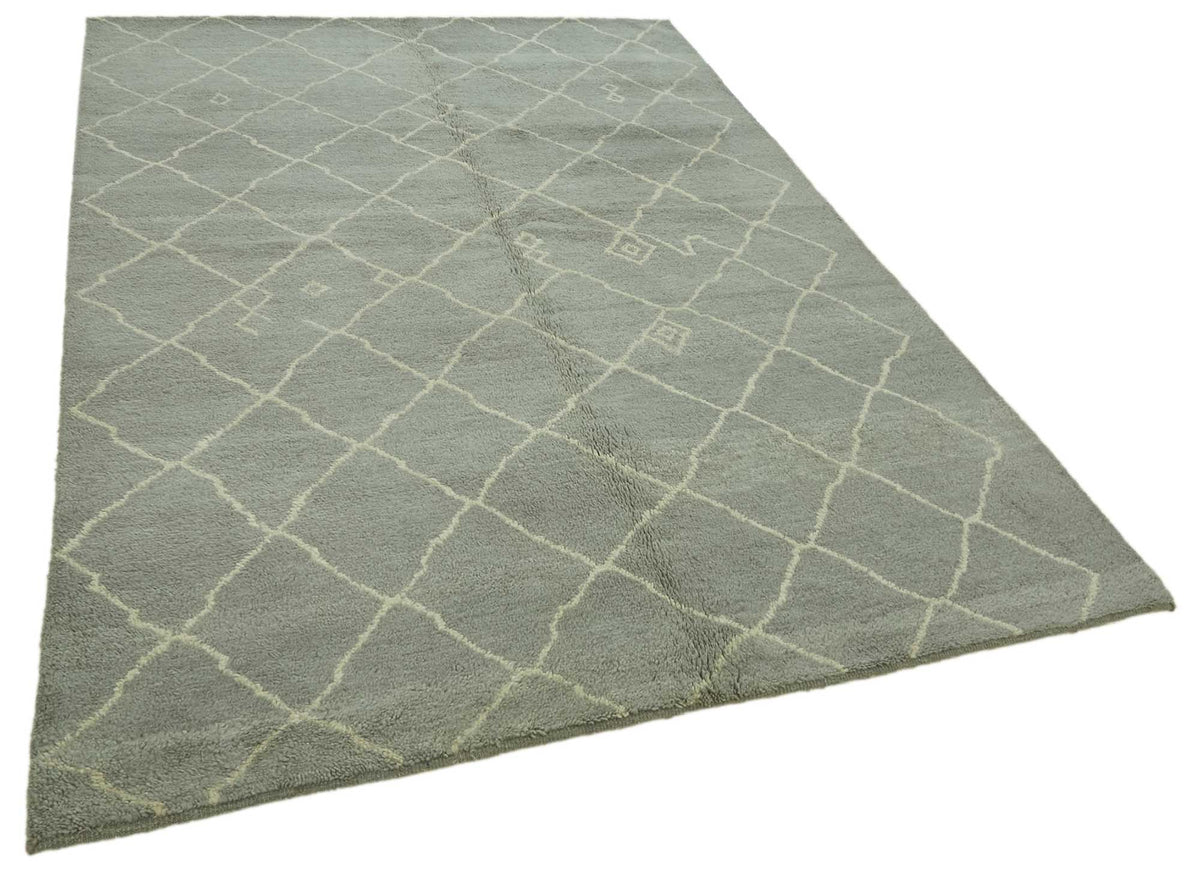 Komve Gri Kırmızı Modern Geometrik Desenli El Dokuma Halı 192x265 cm – genel görünüm