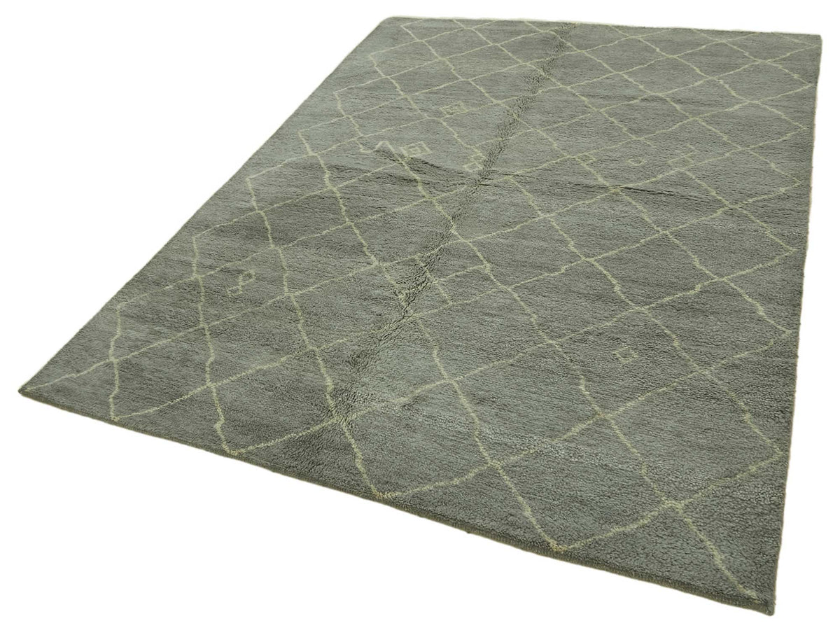 Komve Gri Kırmızı Modern Geometrik Desenli El Dokuma Halı 192x265 cm – doku yakın çekim