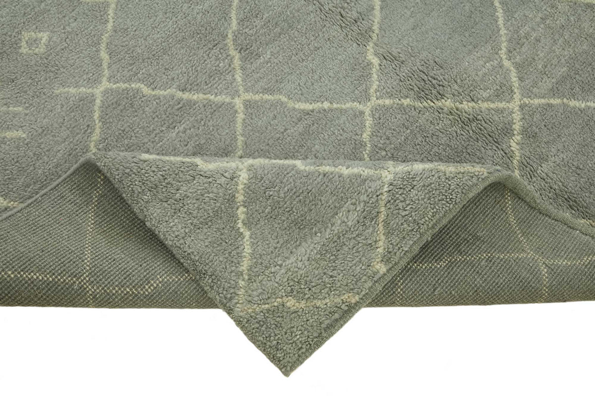 Komve Gri Kırmızı Modern Geometrik Desenli El Dokuma Halı 192x265 cm – kenar detayı