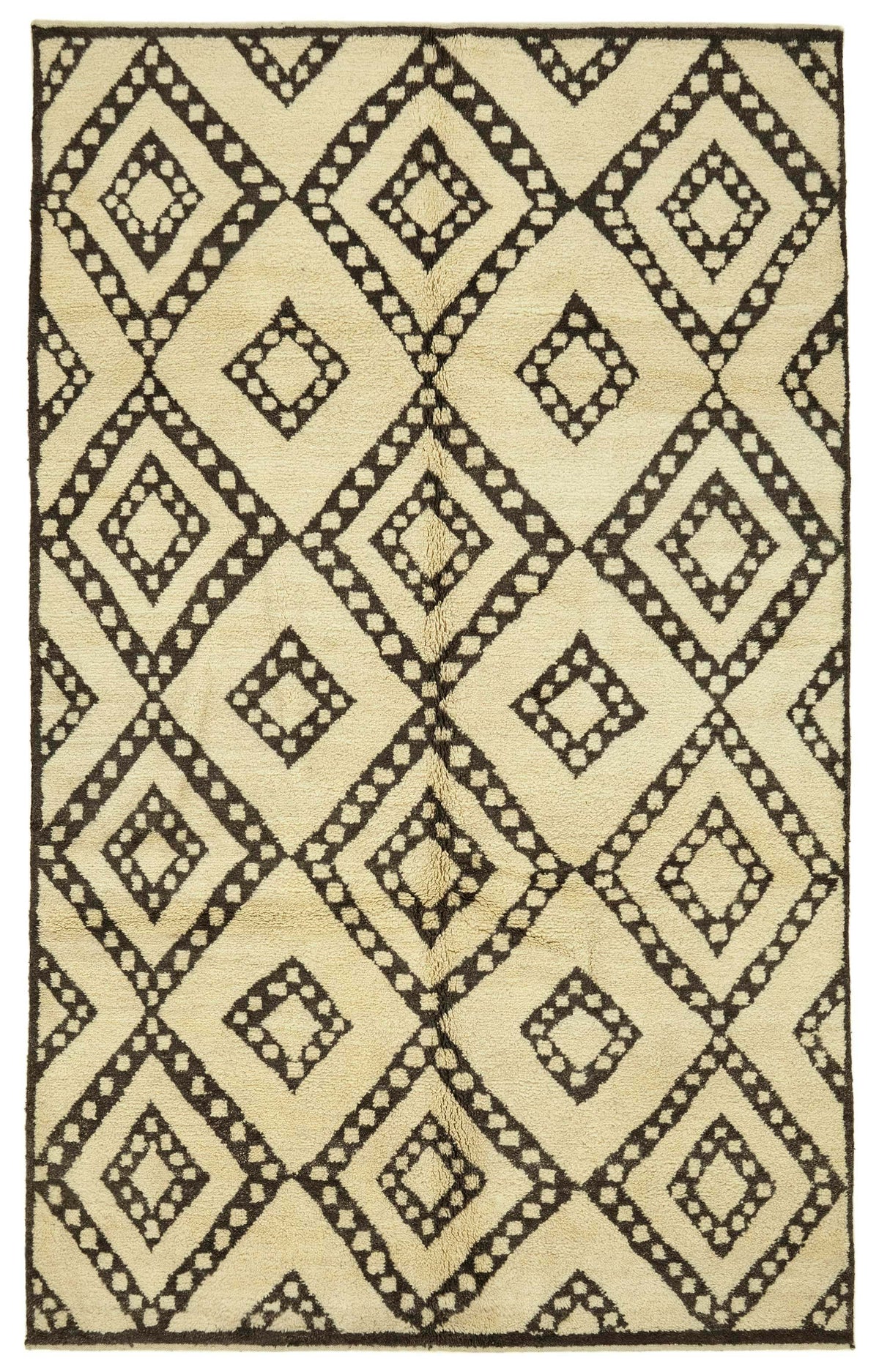 Komve Krem Kahverengi Baklava Desenli El Dokuma Halı 188x300 cm 47549