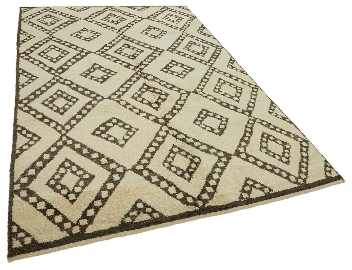Komve Krem Kahverengi Baklava Desenli El Dokuma Halı 188x300 cm 47549 – genel görünüm