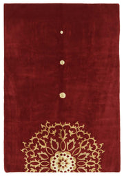 Komve Bordo Bej Halı Madalyon Desenli Kadifemsi Dokuma 185x264 cm