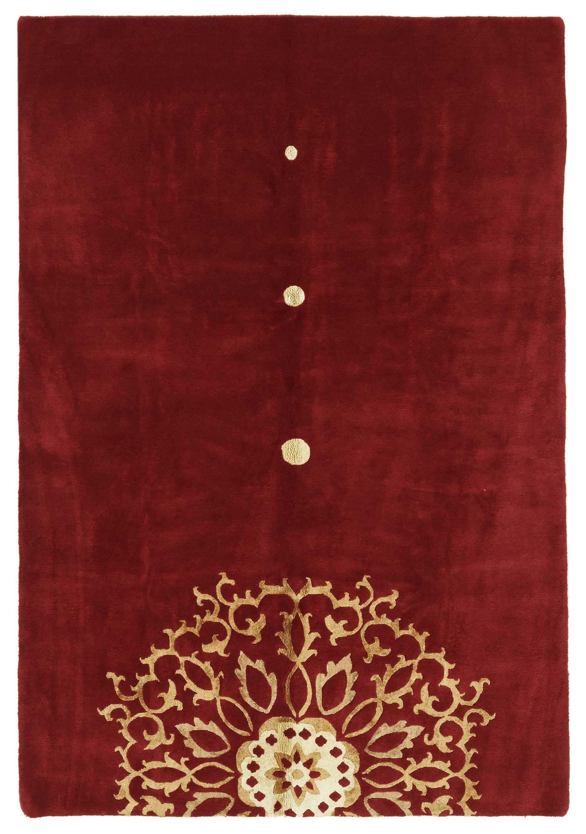 Komve Bordo Bej Halı Madalyon Desenli Kadifemsi Dokuma 185x264 cm