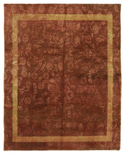 Komve Çiçek Desenli Kahverengi Bej Uşak El Dokuma Halı 244x304 cm