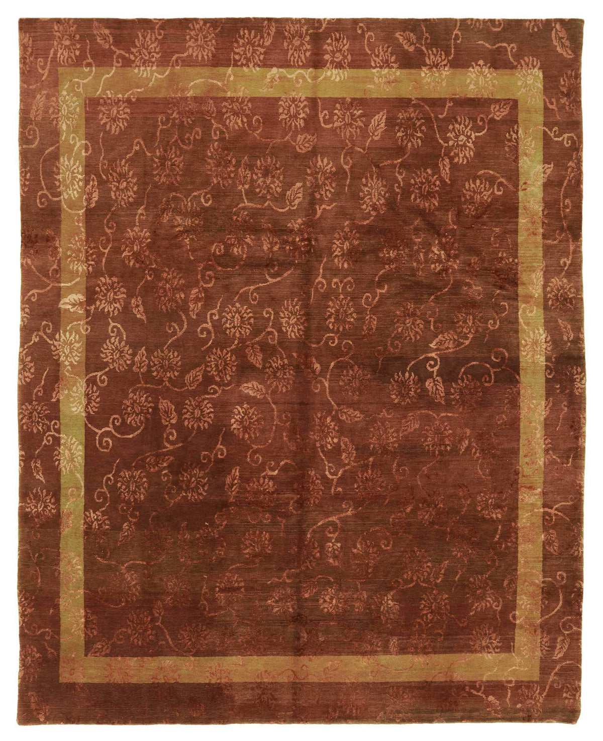 Komve Çiçek Desenli Kahverengi Bej Uşak El Dokuma Halı 244x304 cm