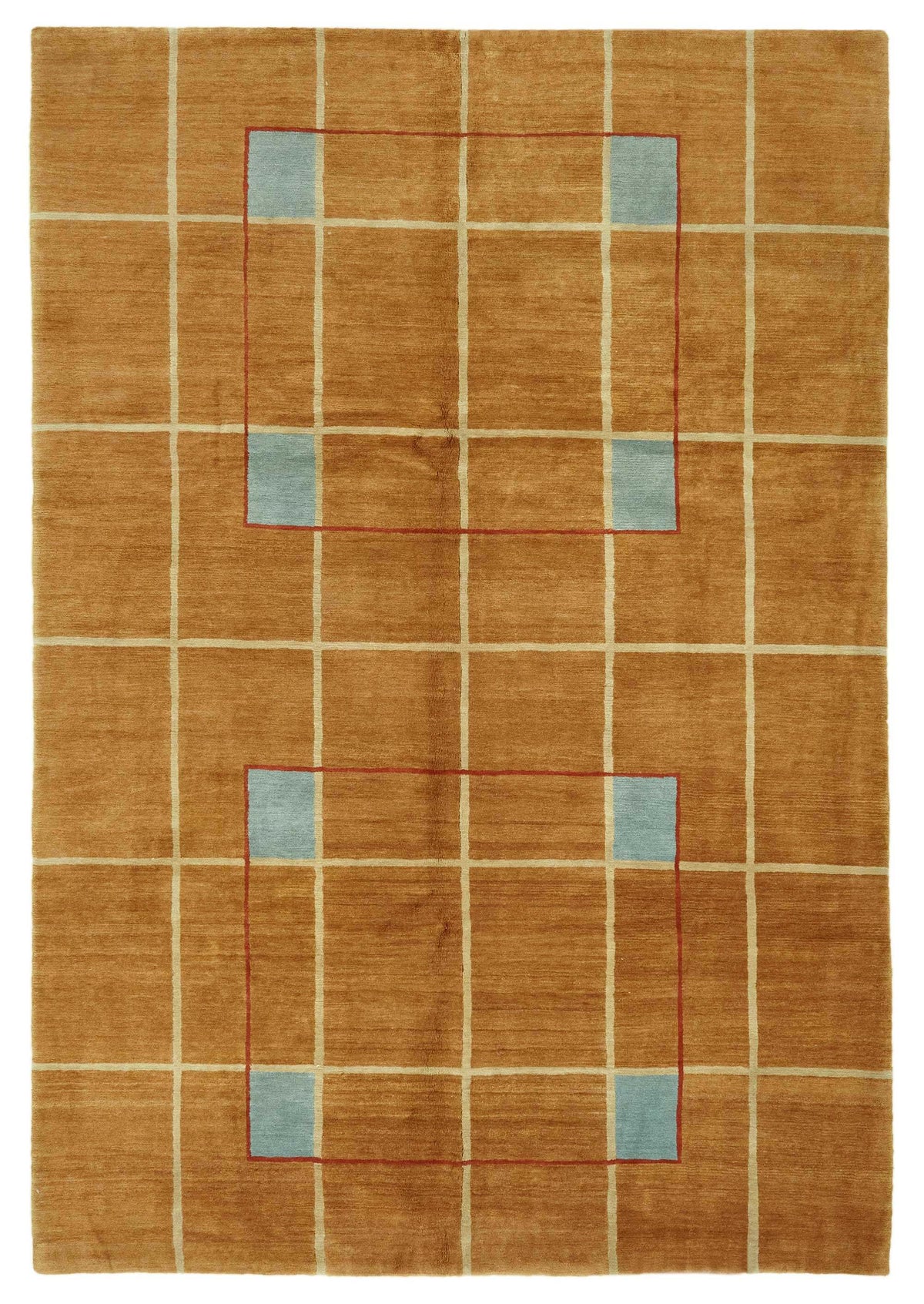 Komve Geometrik Desenli El Dokuma Modern Halı Taba Bej 185x272 cm