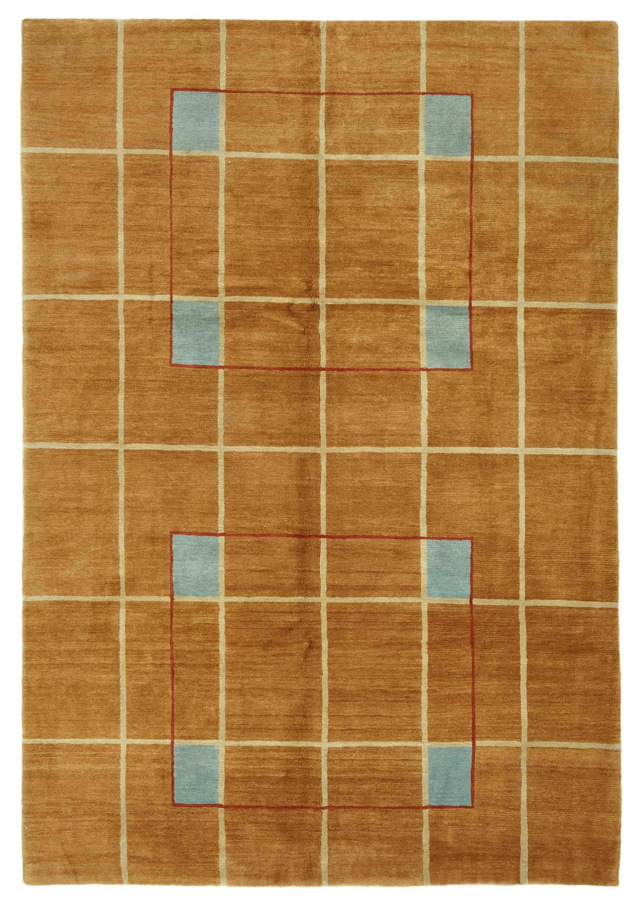 Komve Geometrik Desenli El Dokuma Modern Halı Taba Bej 185x272 cm