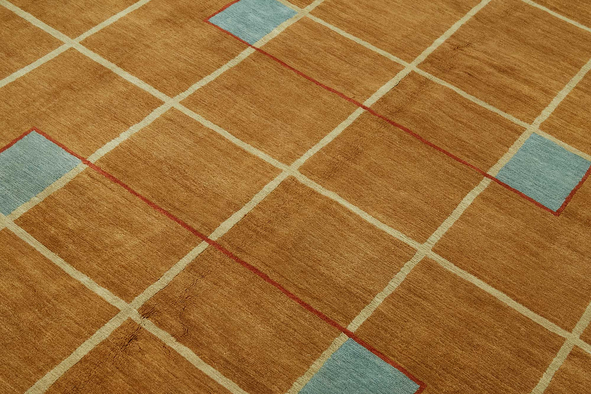 Komve Geometrik Desenli El Dokuma Modern Halı Taba Bej 185x272 cm – mekânda kullanım