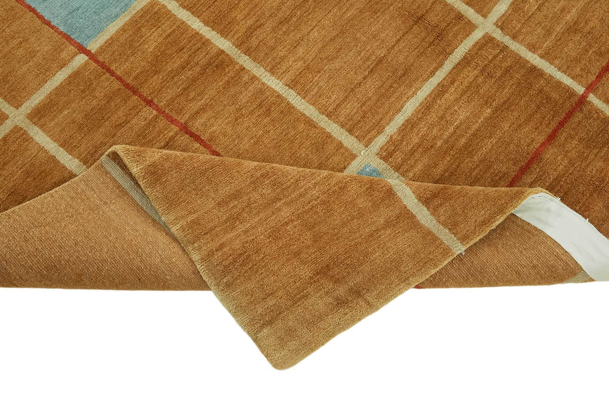 Komve Geometrik Desenli El Dokuma Modern Halı Taba Bej 185x272 cm – kenar detayı