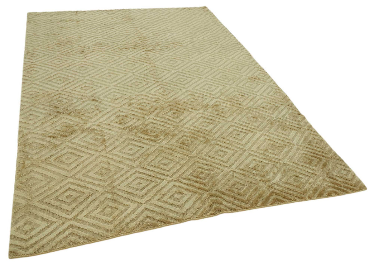 Komve Geometrik Desenli Bej Modern Halı, Kabartmalı Dokuma 184x267 cm – genel görünüm