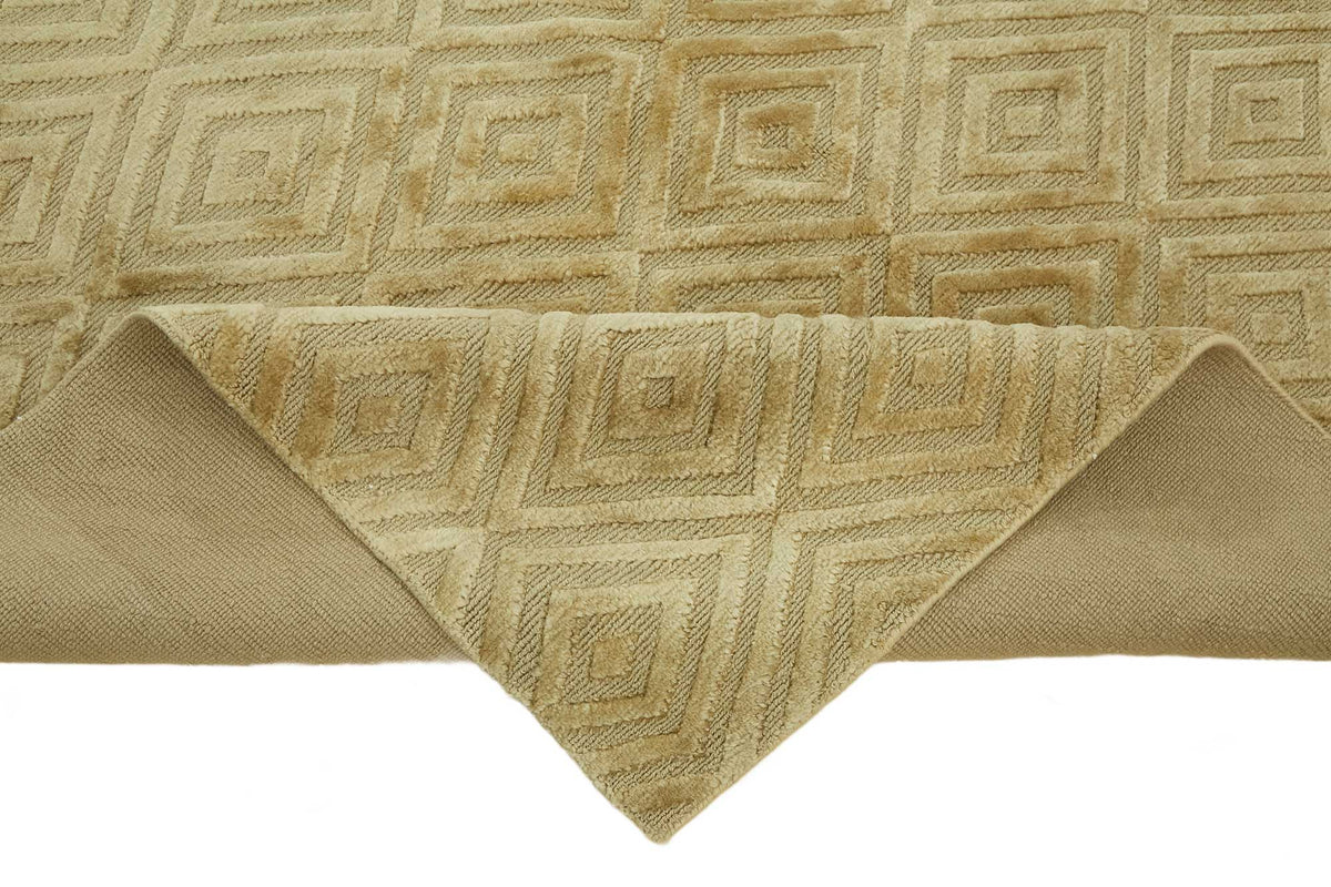 Komve Geometrik Desenli Bej Modern Halı, Kabartmalı Dokuma 184x267 cm – kenar detayı