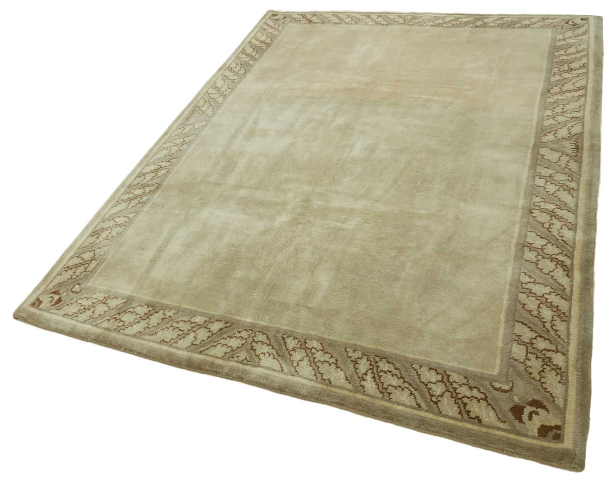 Komve Bej Gri Bordürlü Modern El Dokuma Halı 183x270 cm – doku yakın çekim