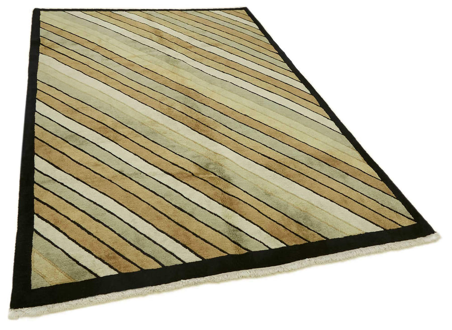 Komve Kahverengi Bej Geometrik Desenli El Dokuma Halı 183x270 cm – genel görünüm