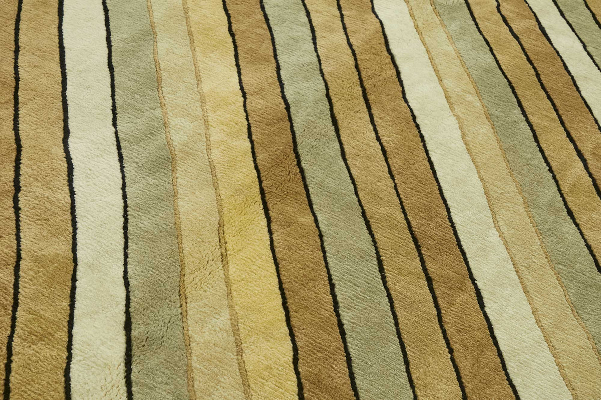Komve Kahverengi Bej Geometrik Desenli El Dokuma Halı 183x270 cm – mekânda kullanım