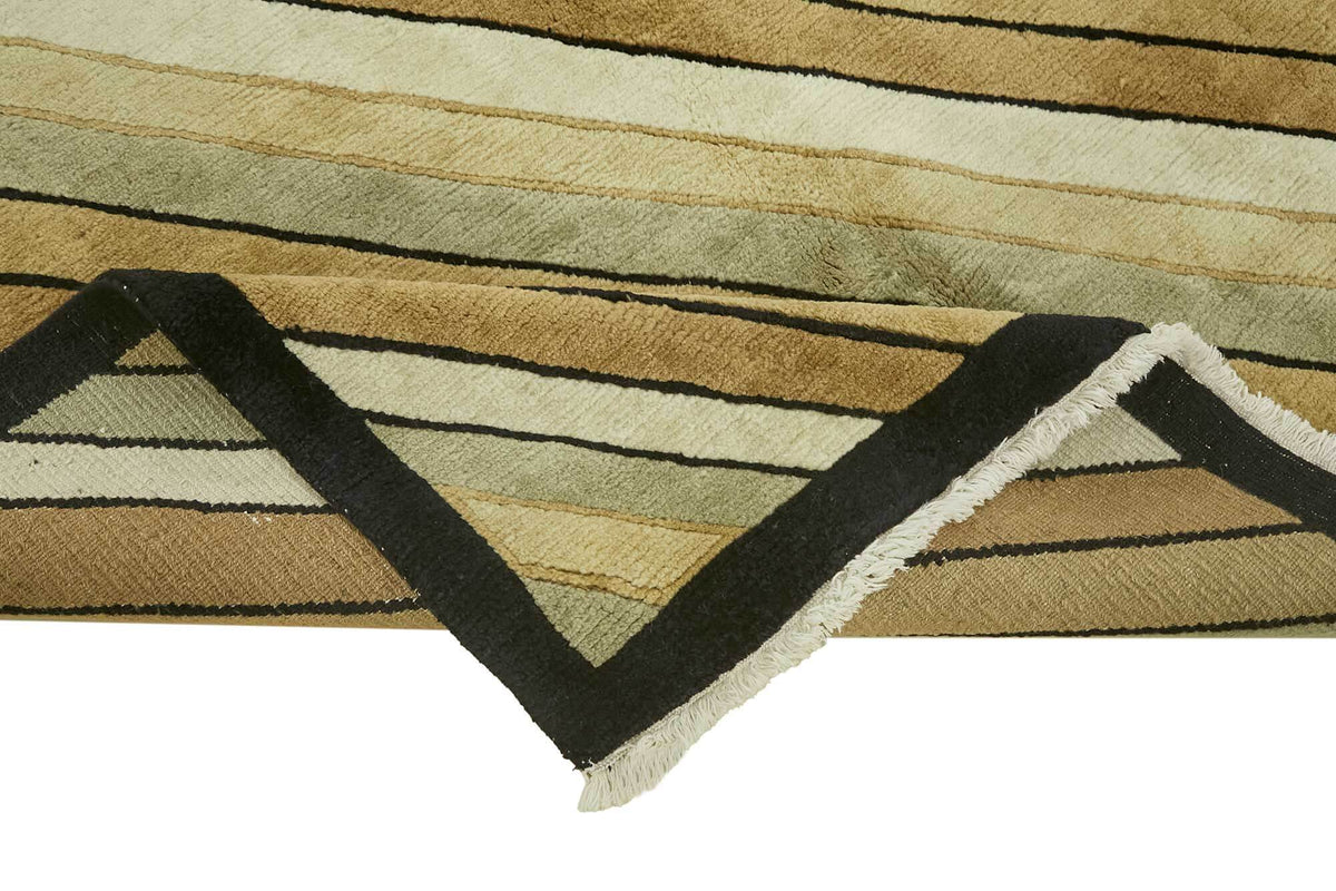 Komve Kahverengi Bej Geometrik Desenli El Dokuma Halı 183x270 cm – kenar detayı