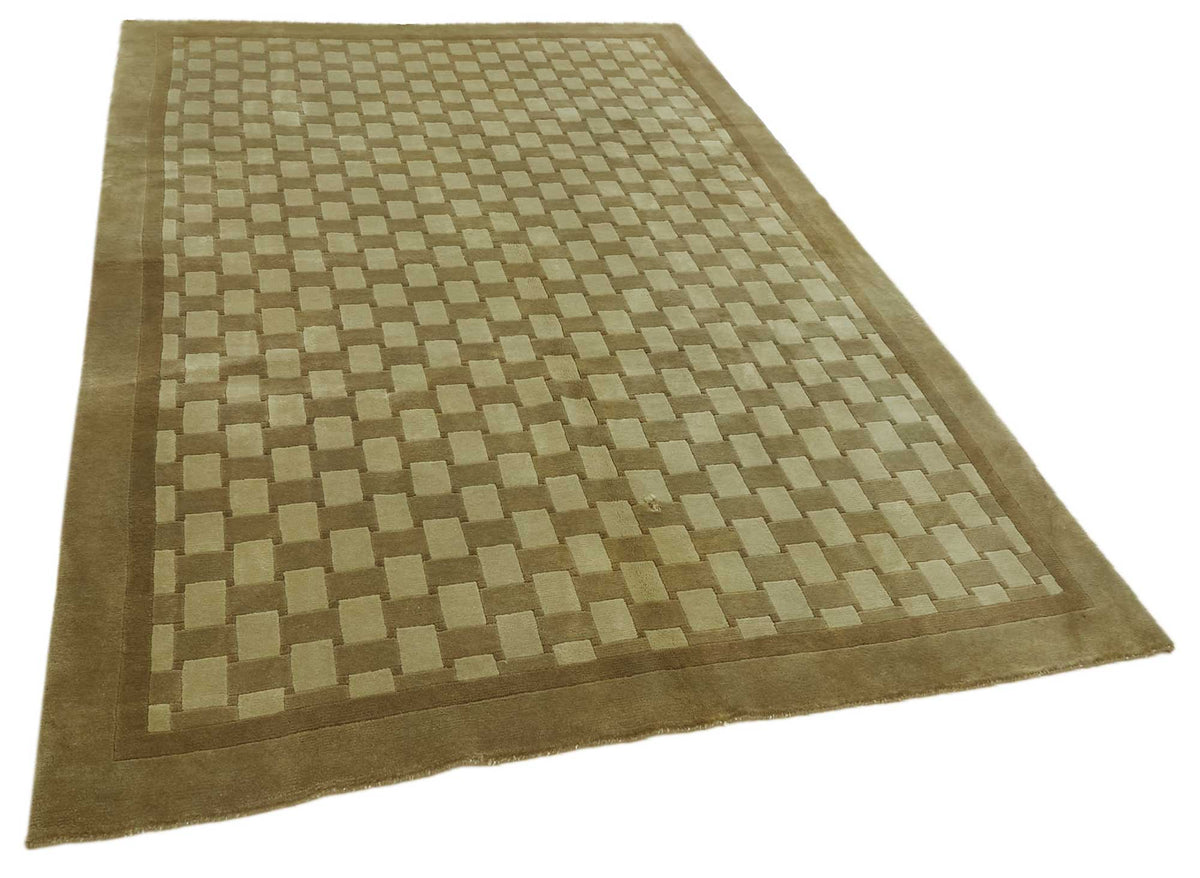 Komve Uşak El Dokuma Modern Kahverengi Geometrik Halı 182x274 cm 47563 – genel görünüm
