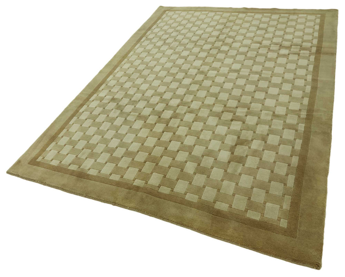 Komve Uşak El Dokuma Modern Kahverengi Geometrik Halı 182x274 cm 47563 – doku yakın çekim
