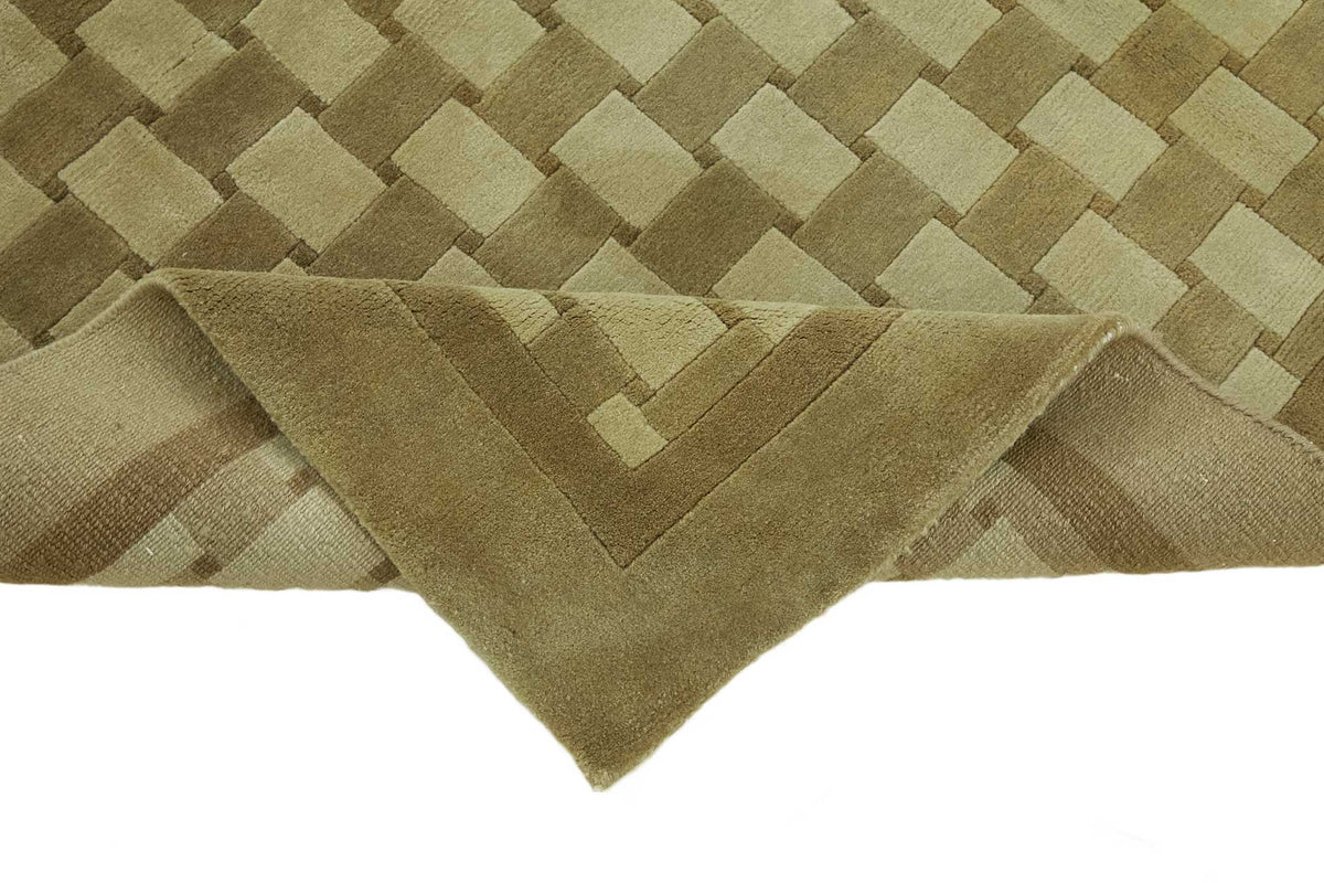 Komve Uşak El Dokuma Modern Kahverengi Geometrik Halı 182x274 cm 47563 – kenar detayı
