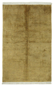 Komve Haki Bej Geometrik Desenli Modern El Dokuma Halı 168x263 cm